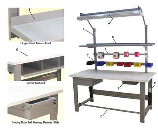 Roosevelt Workbenches Stainless Steel Top 96" or 117" Long Option Image